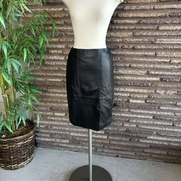 Classiques Entier Black Glove Soft Leather Pencil Straight Skirt Size 4 - Picture 2 of 6